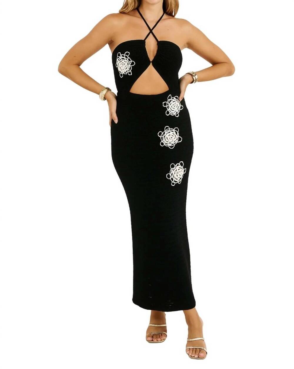 NEW CAPITTANA pipa flower dress in black